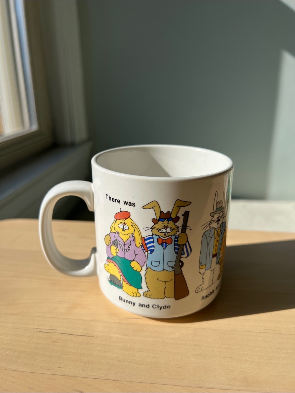 Vintage Bunny and Clyde Illustrated Ceramic Mug Russ Berrie & Co